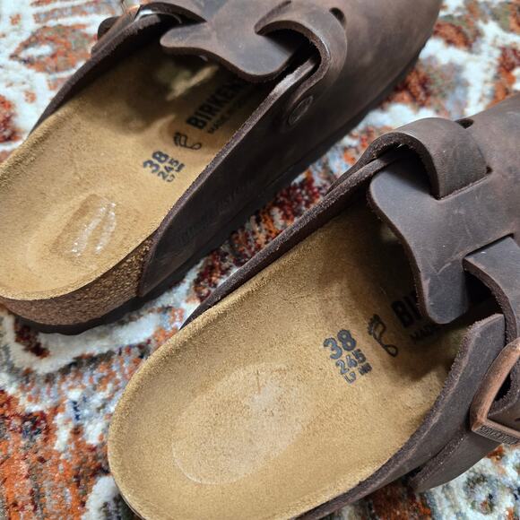 Birkenstock Bostons Womens Size 7 Sandals Clogs Habana Brown Oiled Leather Slide - Picture 4 of 7